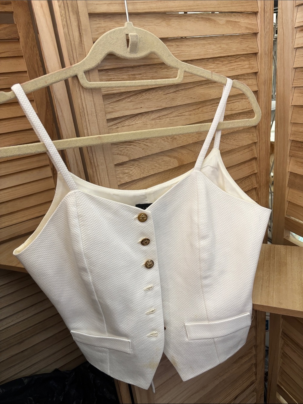 The Limited White Textured Button Front Vest inspired Cami Top Medium